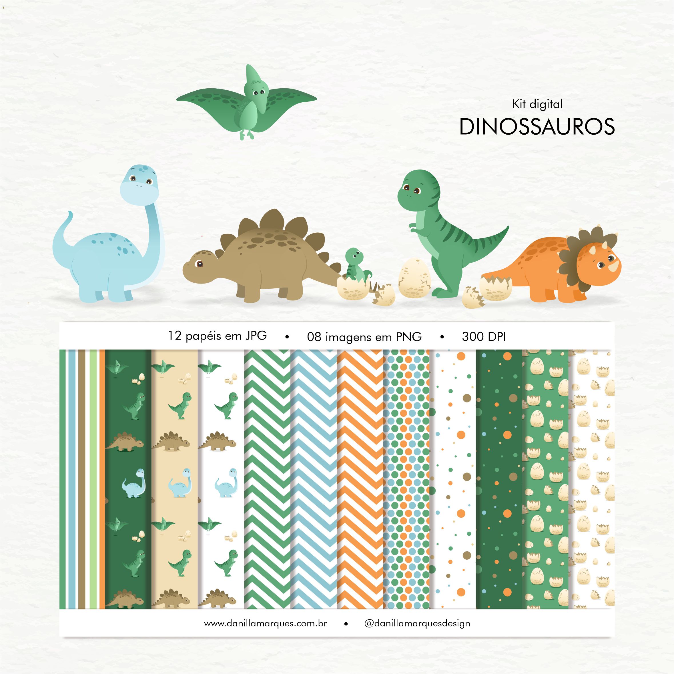 Kit Digital Dinossauro Cut Scrapbook Arquivo Png