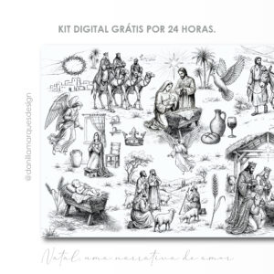 KIT DIGITAL + 8 TOPPERS. NATAL, UMA NARRATIVA DE AMOR